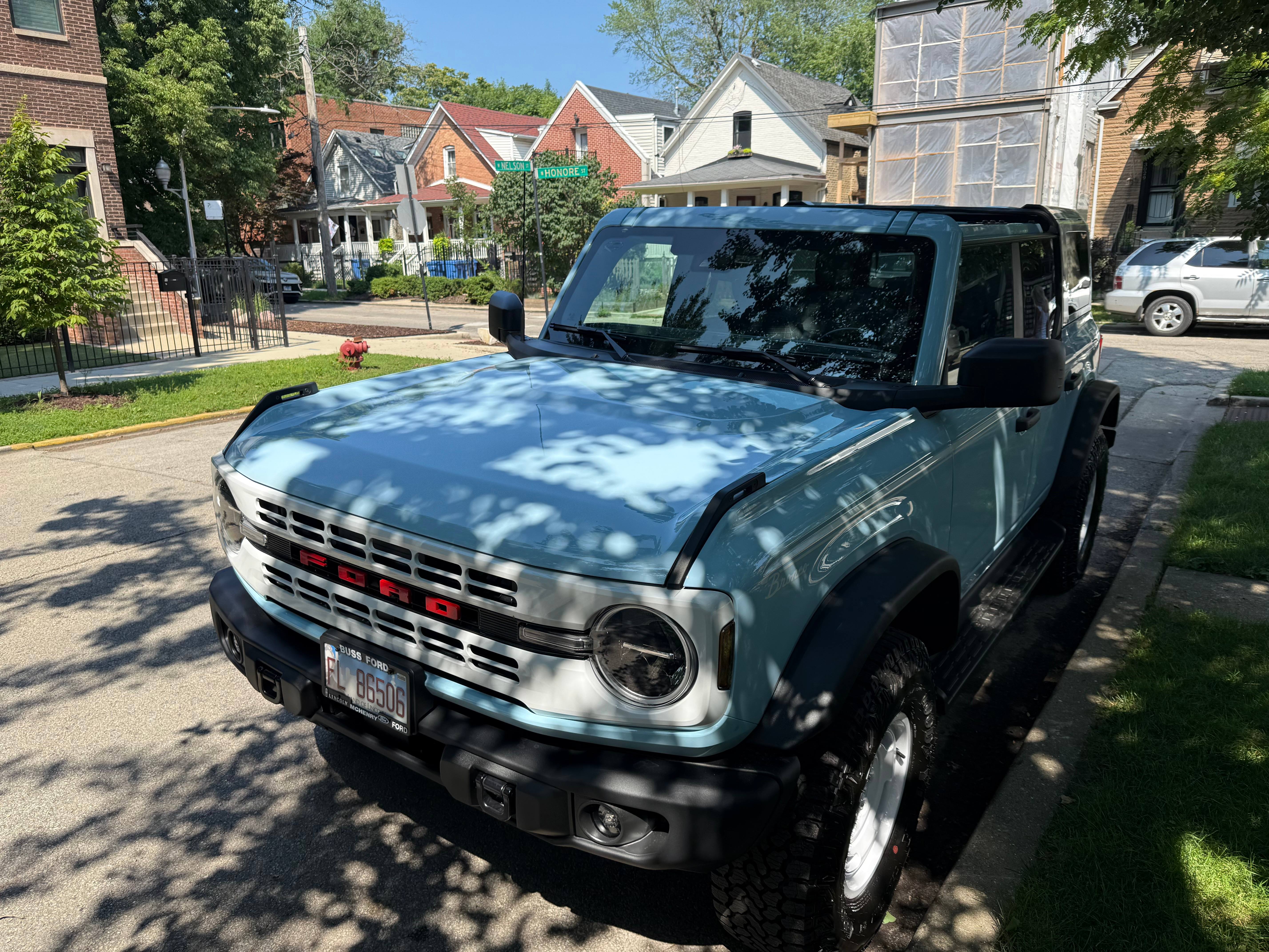 Ford Bronco front view on residential street